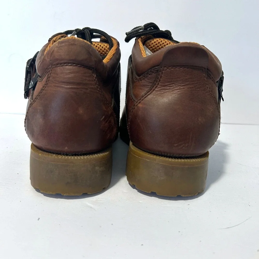 Vtg Eastland Brooklyn Moc Toe Boots Mens 9.5 Brown Buckle Strap Lug Sole Y2K